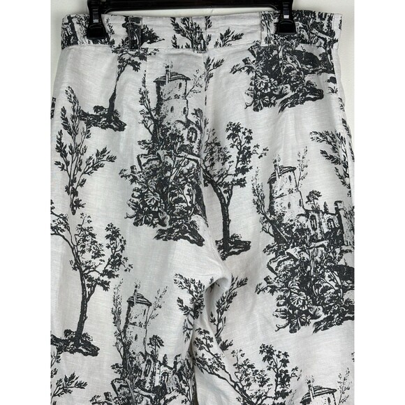 Joie Wide Leg Cropped 100% Linen Toile Black Pants, Size 10 - Picture 6 of 6